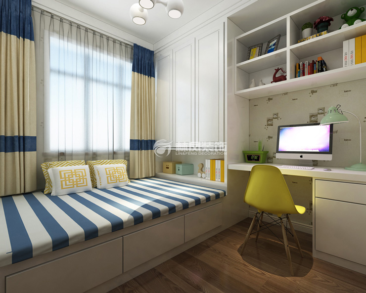 榻榻米床+書(shū)柜設(shè)計(jì)裝修效果圖