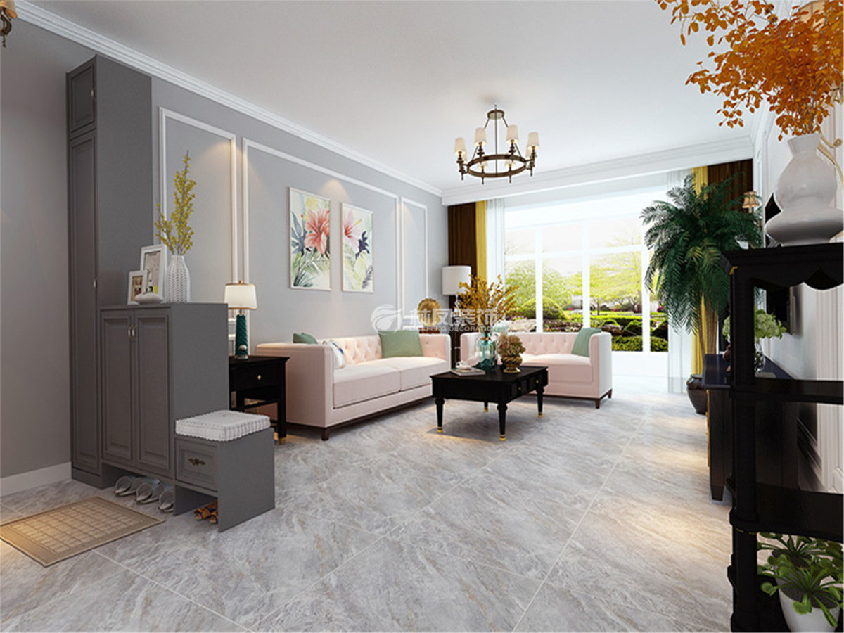 細(xì)邊框沙發(fā)背景墻設(shè)計裝修效果圖