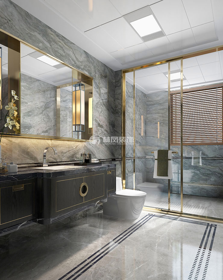 萬科圣豐翡翠之光160㎡衛(wèi)生間干濕分離設(shè)計(jì)裝修效果圖