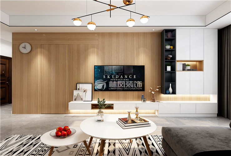 輕奢風(fēng)格電視背景墻隱形門(mén)設(shè)計(jì)裝修效果圖