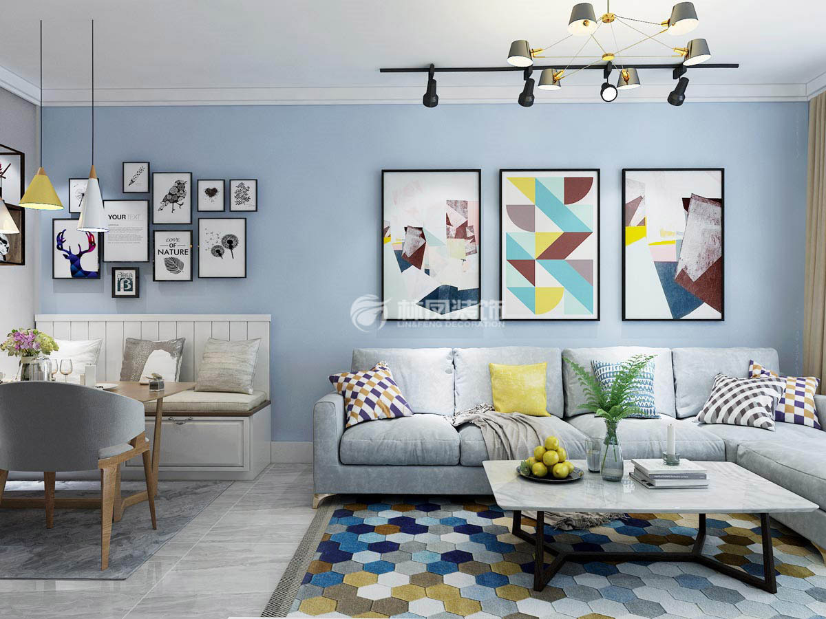 北歐風格客餐廳合并設(shè)計裝修效果圖