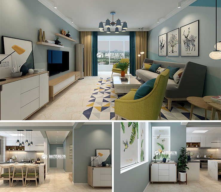 步陽(yáng)江南壹號(hào)122平北歐風(fēng)格裝修效果圖